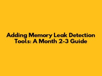 Adding Memory Leak Detection Tools: A Month 2-3 Guide