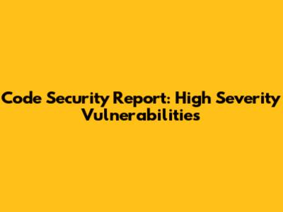 Code Security Report: High Severity Vulnerabilities
