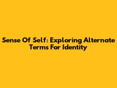 Sense Of Self: Exploring Alternate Terms For Identity