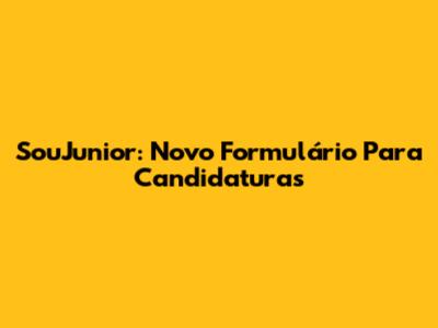SouJunior: Novo Formulário Para Candidaturas